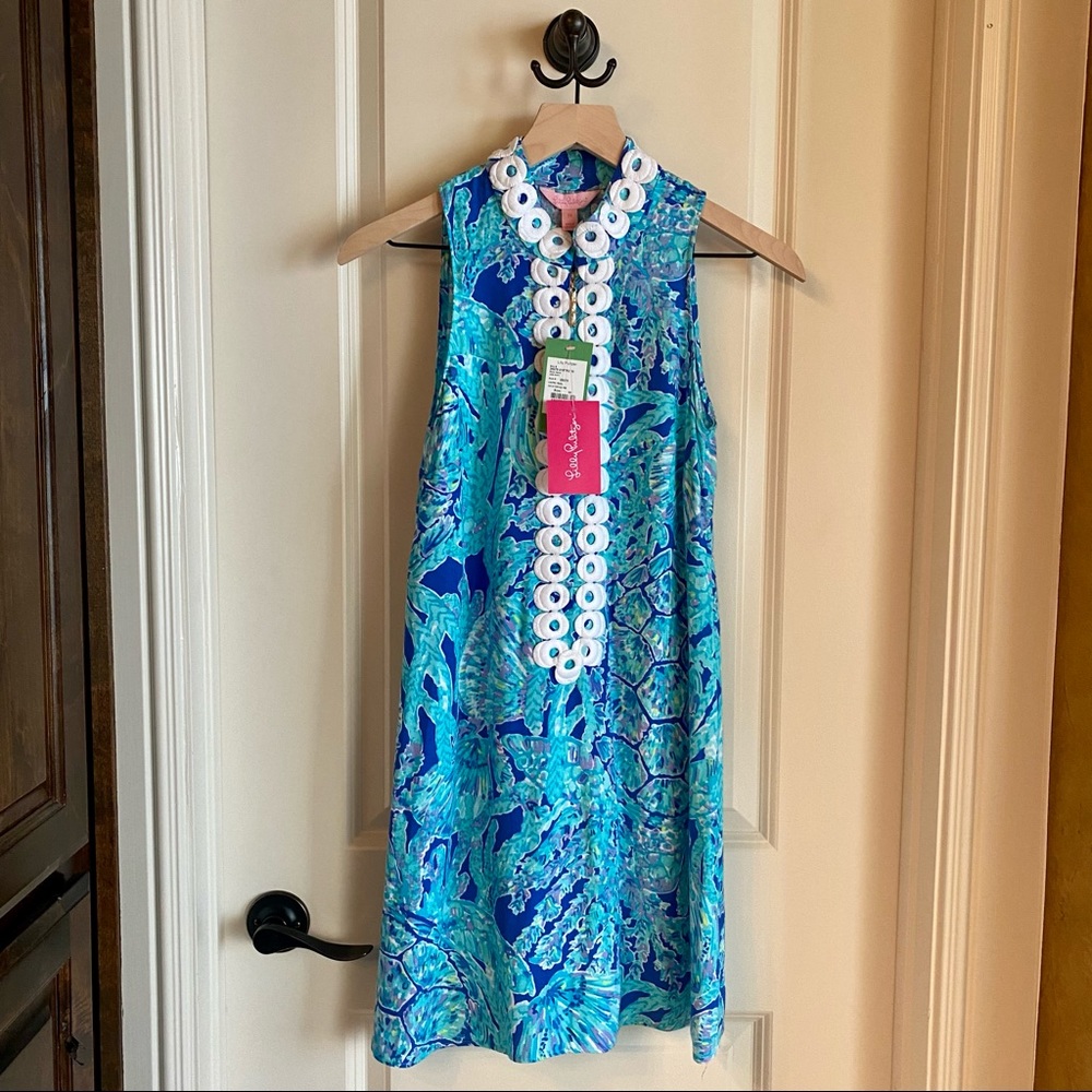 Lilly Pulitzer Blue/Teal Tropical Shift Dress (Size 00)
